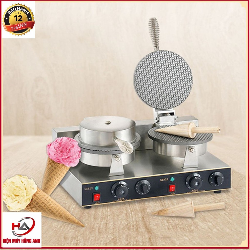 Máy làm bánh quế, vỏ kem ốc quế đôi