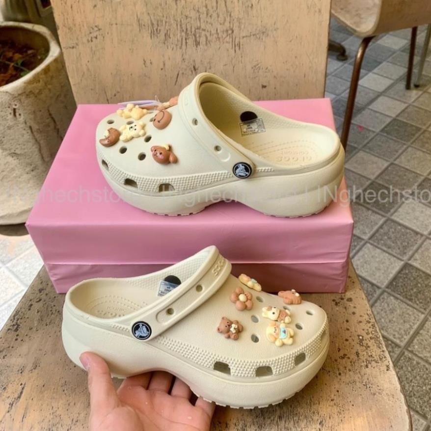 Dép Cross Classic Sandal Crush Clog nữ đế cao 5cm tặng sticker