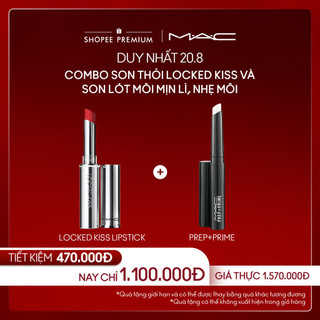  MAC - Combo 2 món: Son lì Locked Kiss 24hr Lipstick, Son lót môi cấp ẩm Prep+ Prime Lip Balm 1.7g