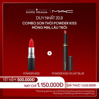  MAC - Bộ 2 món: Son thỏi Powder Kiss Lipstick 3g, Son Powder Kiss Velvet Blur 2g