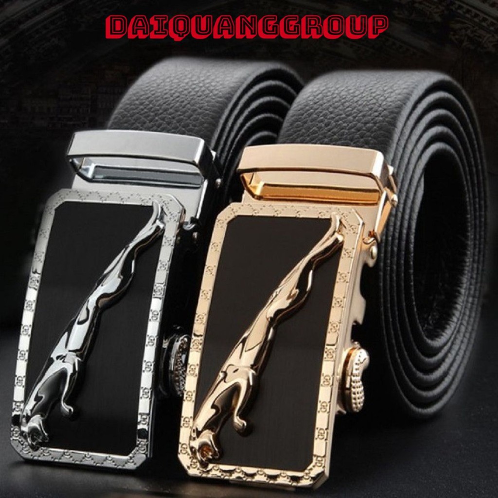 Dây Nịt Nam Da Bò 100% Chính Hãng Mạ Vàng Nam Tính. Thắt Lưng Da Nam Hàng Hiệu JAGUAR Khóa Cài Cao Cấp GC35
