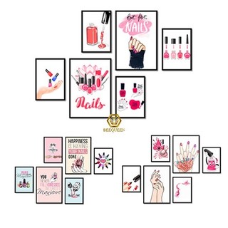 Bộ 6 Tranh Nail Trang Trí Tiệm Nail Có Khung Và Phụ Kiện Kèm Theo