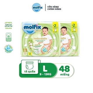 Combo 2 Tã/bỉm quần Molfix Thiên nhiên Regular L - Gói 20+2 miếng