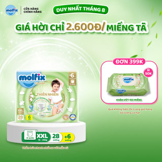 Tã/bỉm quần Molfix Thiên nhiên Jumbo XXL (15kg - 25kg) - Gói 28+6 miếng