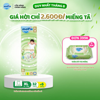 Tã/bỉm quần Molfix Thiên nhiên Jumbo XL (12kg - 17kg) - Gói 32+6 miếng