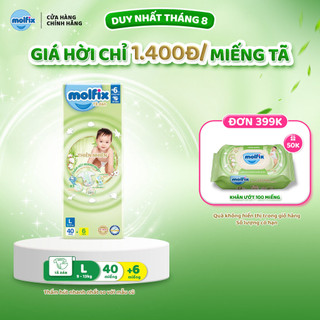Tã/bỉm dán Molfix Thiên nhiên Jumbo L (9kg 13kg) Gói 40+6 miếng