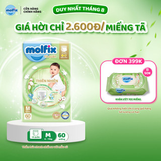 Tã/bỉm quần Molfix Thiên nhiên Super Jumbo M - Gói 60 miếng