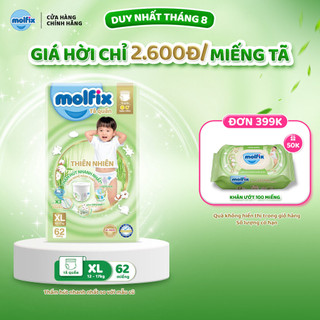 Tã quần thiên nhiên Molfix Ultra XL (12kg - 17kg) Gói 62 miếng