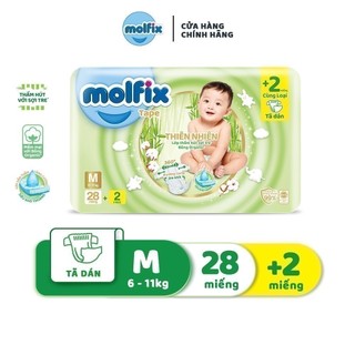 Tã/bỉm dán Molfix Thiên nhiên Regular M - Gói 28+2 miếng