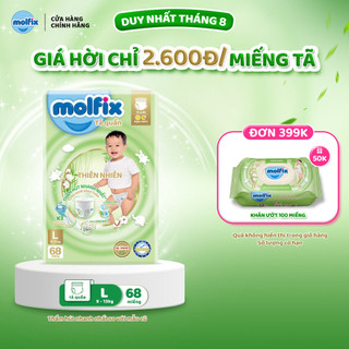 Tã/bỉm quần Molfix Thiên nhiên Ultra L (9kg 13kg) Gói 68 miếng