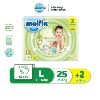 Tã/bỉm dán Molfix Thiên nhiên Regular L - Gói 25+2 miếng