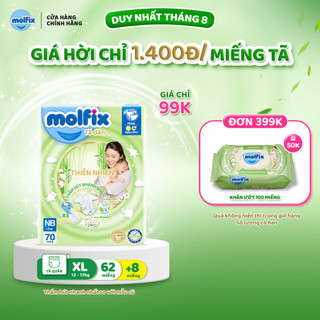 Tã/bỉm dán sơ sinh Molfix Thiên nhiên Jumbo NB (dưới 5kg) - Gói 70 miếng