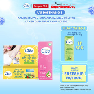 Bộ Tẩy lông nách cơ bản Cleo gồm kem tẩy lông nách cho da nhạy cảm 25g và kem giảm thâm nách khử mùi 35g