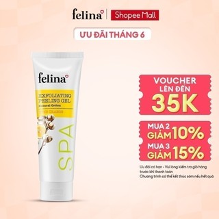 Gel tắm tẩy tế bào chết Felina Home Spa dạng gel kỳ 300ml từ sợi bông vải chiết xuất Cam Yuzu cho da sáng mịn