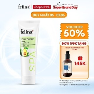 Gel tắm tẩy tế bào chết body Felina Home Spa 300ml từ hạt mơ nghiền cho da nhạy cảm