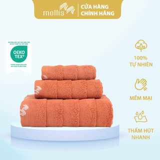 Khăn mặt mollis cotton lapyarn 34x75cm khăn cao cấp mềm mịn thấm hút tốt không xù đổ lông gia đình spa khách sạn fm2y