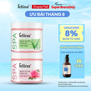 Combo 2 Hộp Muối Tắm Tẩy Tế Bào Chết Body Felina Home Spa 500g/hộp từ muối hồng Himalaya 100% thiên nhiên