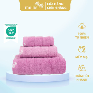 Khăn tắm mollis cotton lapyarn 65x125cm khăn cao cấp mềm mịn thấm hút tốt không xù đổ lông gia đình spa khách sạn bm2y
