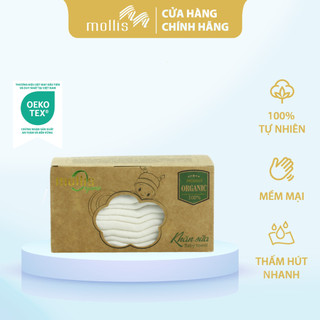 Bộ 10 Khăn Sữa Mollis Cotton Organic 30x30cm Khăn Cao Cấp Cotton Hữu Cơ Thấm Hút An Toàn Với Làn Da Em Bé Nhạy Cảm P777