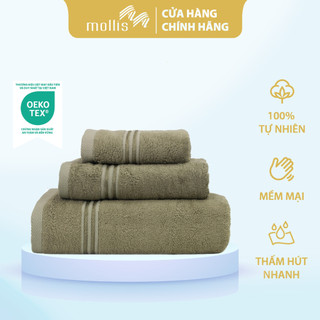 Khăn Mặt Mollis Bamboo 34x78cm Khăn Cao Cấp Sợi Tre Mềm Mịn Thấm Hút Không Ra Màu Gia Đình Du Lịch Khách Sạn Spa FMT4