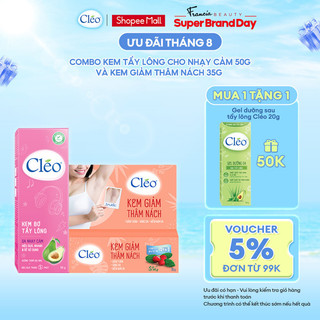 Bộ đôi Kem Giảm Thâm Nách Cléo 35g và Kem Tẩy Lông Cléo 50g cho da nhạy cảm an toàn, da sáng mềm mịn