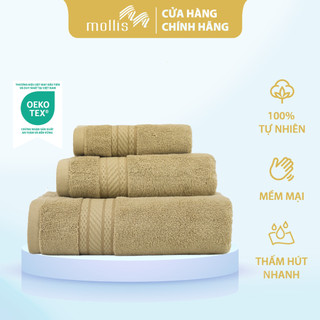 Khăn Tắm Mollis Cotton Lapyarn 60x120cm Khăn Cao Cấp Mềm Mịn Thấm Hút Tốt Không Xù Đổ Lông Gia Đình Spa Khách Sạn BM8V
