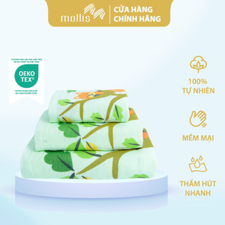 Khăn Trẻ Em Mollis Cotton 30x45cm Khăn Cao Cấp 100% Cotton USA Tự Nhiên Mềm Mại Thấm Hút Tốt An Toàn Cho Da Em Bé HM5A