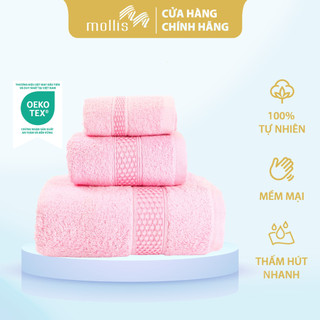 Khăn Tay Mollis Cotton 30x42cm Khăn Cao Cấp Mềm Mịn Thấm Hút Không Ra Màu Không Xù Đồ Lông Gia Đình Spa Khách Sạn HM58