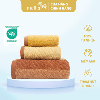Khăn Tay Mollis Cotton Nontwist 34x50cm Khăn Cao Cấp Sợi Không Se Thấm Hút Mau Khô x3 lần Dùng Gia Đình Thể Thao HMN1