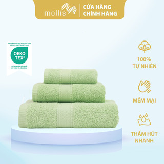 Khăn Tay Mollis Cotton 30x42cm Khăn Cao Cấp Mềm Mịn Thấm Hút Không Ra Màu Không Xù Đồ Lông Gia Đình Spa Khách Sạn HM50