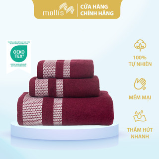 Khăn Mặt Mollis Cotton 40x80cm Khăn Cao Cấp Mềm Mịn Thấm Hút Không Ra Màu Không Xù Đổ Lông Gia Đình Spa Khách Sạn FM1K