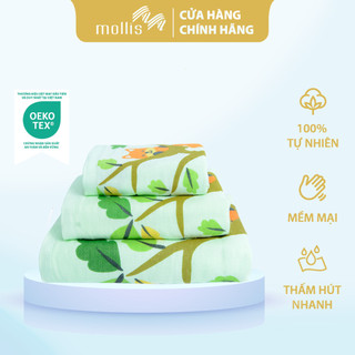 Khăn Trẻ Em Mollis Cotton 40x80cm Khăn Cao Cấp 100% Cotton USA Tự Nhiên Mềm Mại Thấm Hút Tốt An Toàn Cho Da Em Bé FM5A