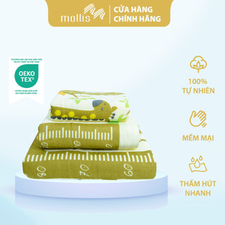 Khăn Trẻ Em Mollis Cotton 60x120cm Khăn Cao Cấp 100% Cotton USA Tự Nhiên Mềm Mại Thấm Hút Tốt An Toàn Cho Da Em Bé BM5A