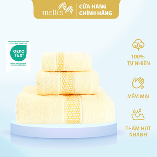 Khăn Mặt Mollis Cotton 34x80cm Khăn Cao Cấp Mềm Mịn Thấm Hút Không Ra Màu Không Xù Đồ Lông Gia Đình Spa Khách Sạn FC03