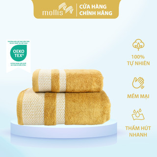 Khăn Tay Mollis Cotton 34x50cm Khăn Cao Cấp Mềm Mịn Thấm Hút Không Ra Màu Không Xù Đổ Lông Gia Đình Spa Khách Sạn HM1K