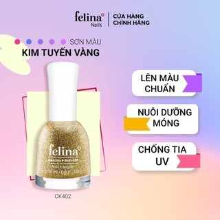 Sơn móng tay Felina 18ml, Màu Kim Tuyến Vàng Mịn CK402, Lên Màu Đẹp, Thời Trang