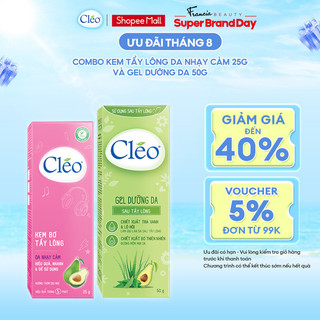 Combo gel dưỡng da sau tẩy lông Cléo giúp làm dịu da 50g và Kem Tẩy Lông Cléo 25g Cho Da Nhạy Cảm an toàn không đau rát