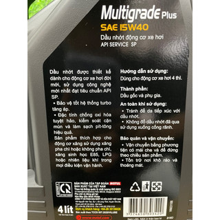 [ HÀNG CHÍNH HÃNG ] Dầu Động Cơ Xăng/Khí Gas MOTUL Multigrade Plus 15W-40 API SP (4 Lít)