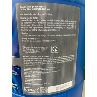 [ HÀNG CHÍNH HÃNG ] Dầu Động Cơ Diesel/Xăng Caltex Delo Silver API CF-4/SG 20W-50 (25 Lít)