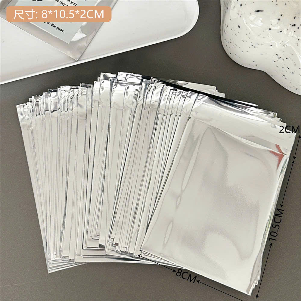 50 Túi dán miệng màu bạc siêu đáng iu - Túi đựng card - đựng kẹo- đựng fibi- Đu bo góc- Gói card