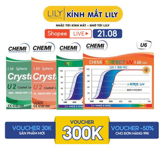 Tròng kính cận loạn có độ CHEMI mắt kính chống ánh sáng xanh, hạn chế bám nước chống tia UV400
