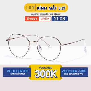 Gọng kính cận nữ LILYEYEWEAR kim loại thiết kế mắt tròn thanh mảnh màu sắc thời trang 292384