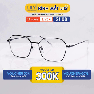 Gọng kính cận nam nữ Lilyeyewear chất liệu kim loại mắt đa giác thanh mảnh 282308