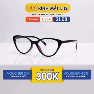 Kính mắt mèo nữ LILYEYEWEAR nhựa dẻo giả cận dễ đeo màu sắc thời trang 232383