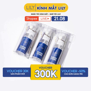 Set nước xịt rửa kính móc khóa khăn lau cao cấp Lily Eyewear