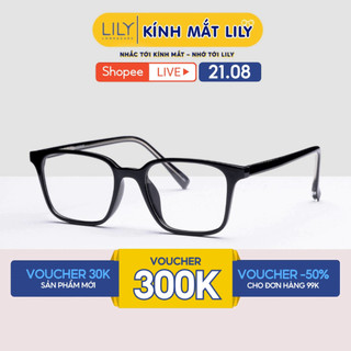 Gọng kính vuông nam nữ LILYEYEWEAR chất liệu nhựa cứng cáp phù hợp nhiều khuôn mặt 17134