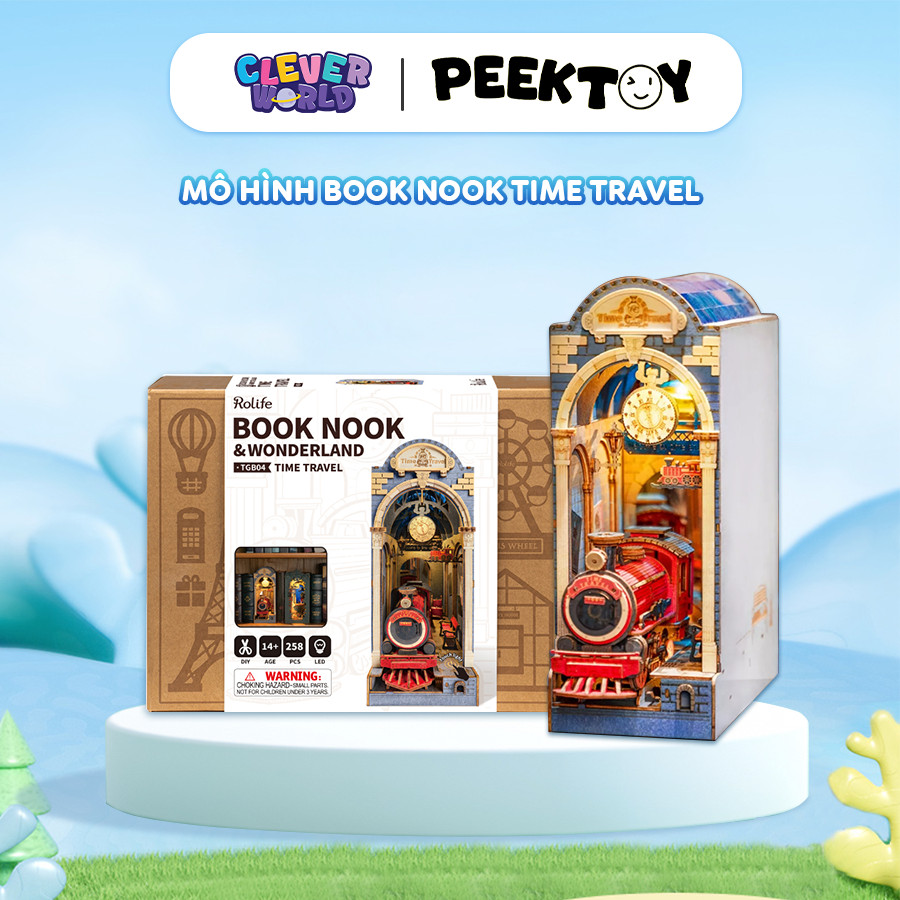Mô Hình Lắp Ráp Book Nook Robotime Rolife Time Travel Có Đèn Led, Mô Hình Nhà Gỗ Clever Box