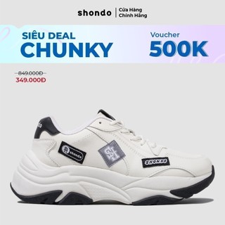 Giày sneaker shondo chunky s1 stamp thời trang trắng đen chn0001