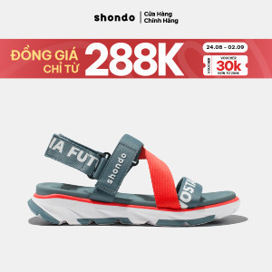 Giày Sandals Nam Nữ Shondo F6 Future Xám Đỏ F6S0026