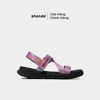 Giày Sandal Nữ Shondo F6 Sport Đế Đen Quai Loang Hồng F6S1071